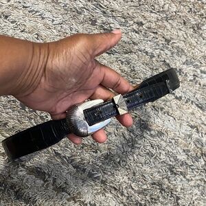 Onyx black Leather Belt sz 32